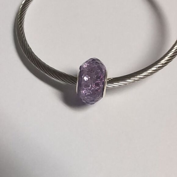 Purple Sparkly Charm for Pandora Style Bracelet - Picture 3 of 4
